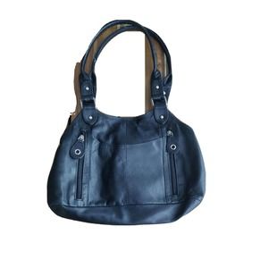 Great American Leather Works Women's Purse Shoulder Bag 100% Black Leather.